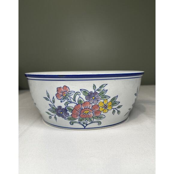 Chinoiserie Ceramic Asian Floral Flower Planter Fruit bowl VTG cottagecore - Picture 1 of 7
